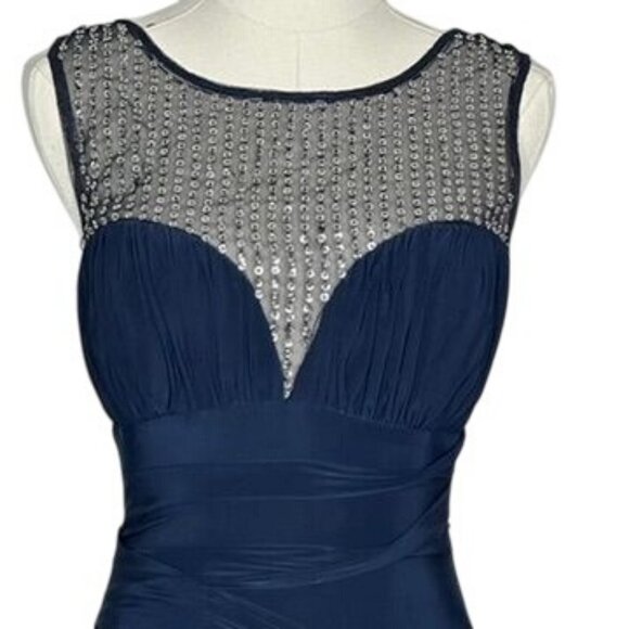 Stunning Black Mesh Sheer Prom Cocktail Dress Womens S Sequin Formal 90s Y2K - Picture 5 of 16